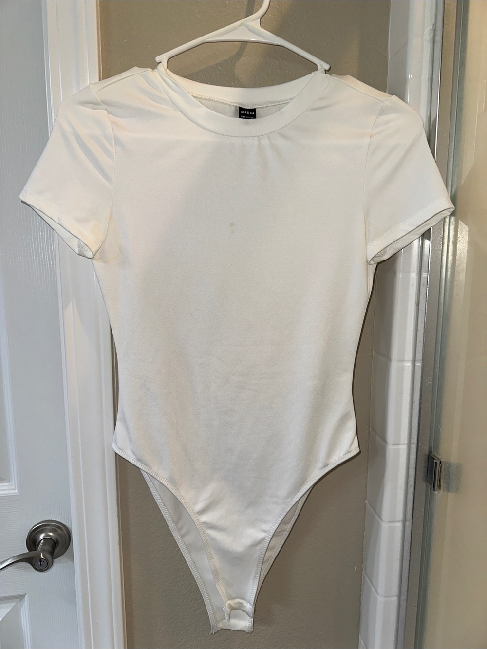 SHEIN White Short Sleeve Crewneck Bodysuit